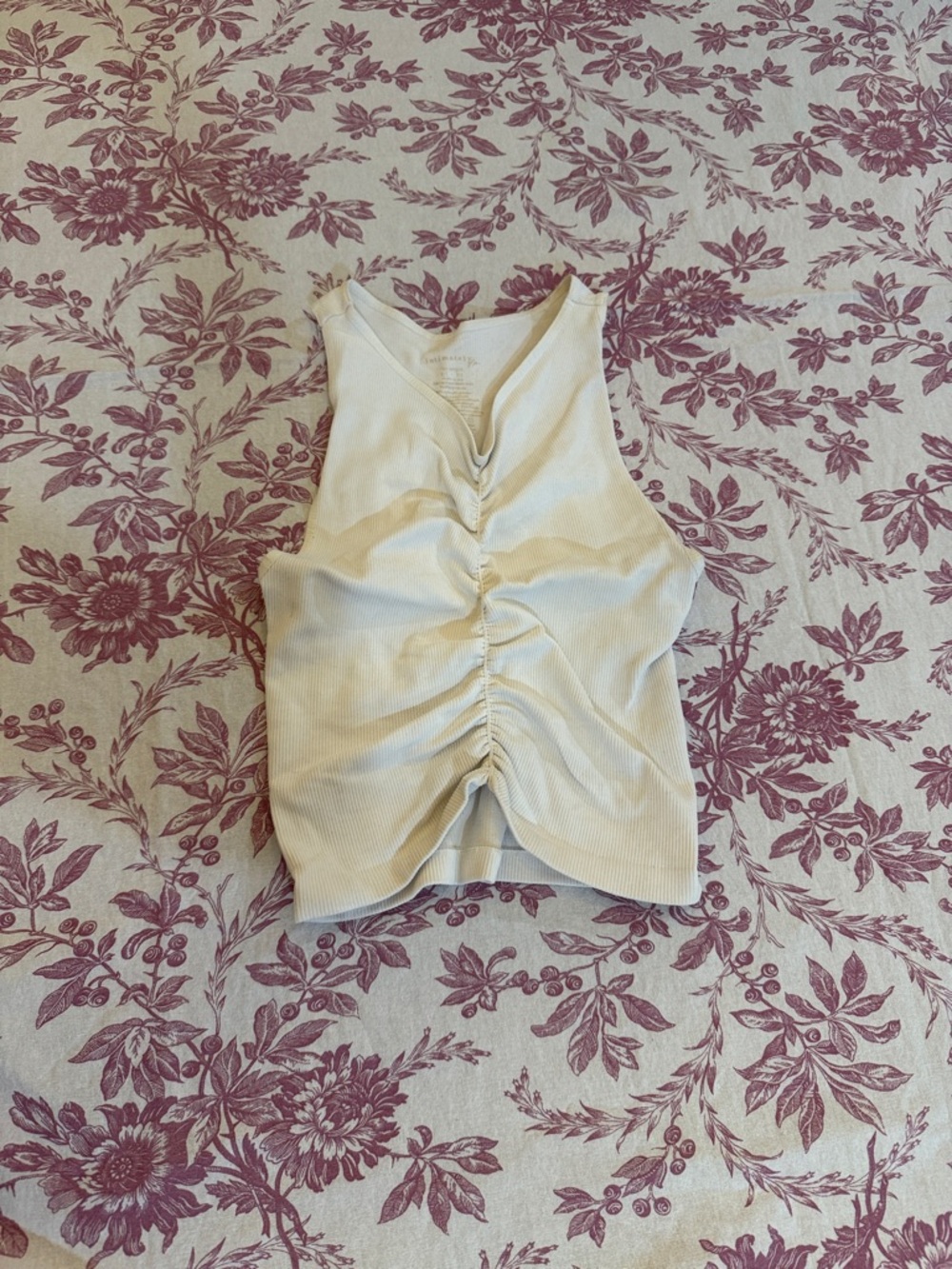Free people Ruched white Ribbed Tank crop Top xs/small